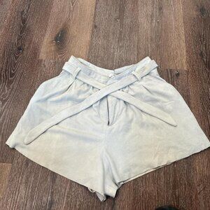JOIE Size 4 High-waisted pleated suede belted shorts